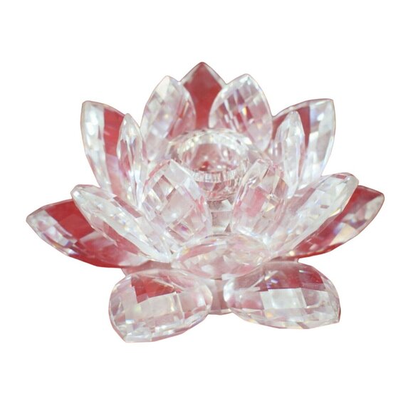 Swarovski Silver Crystal Lotus Flower Lily Pad Candle Holder with Box Inserts - Picture 3 of 10